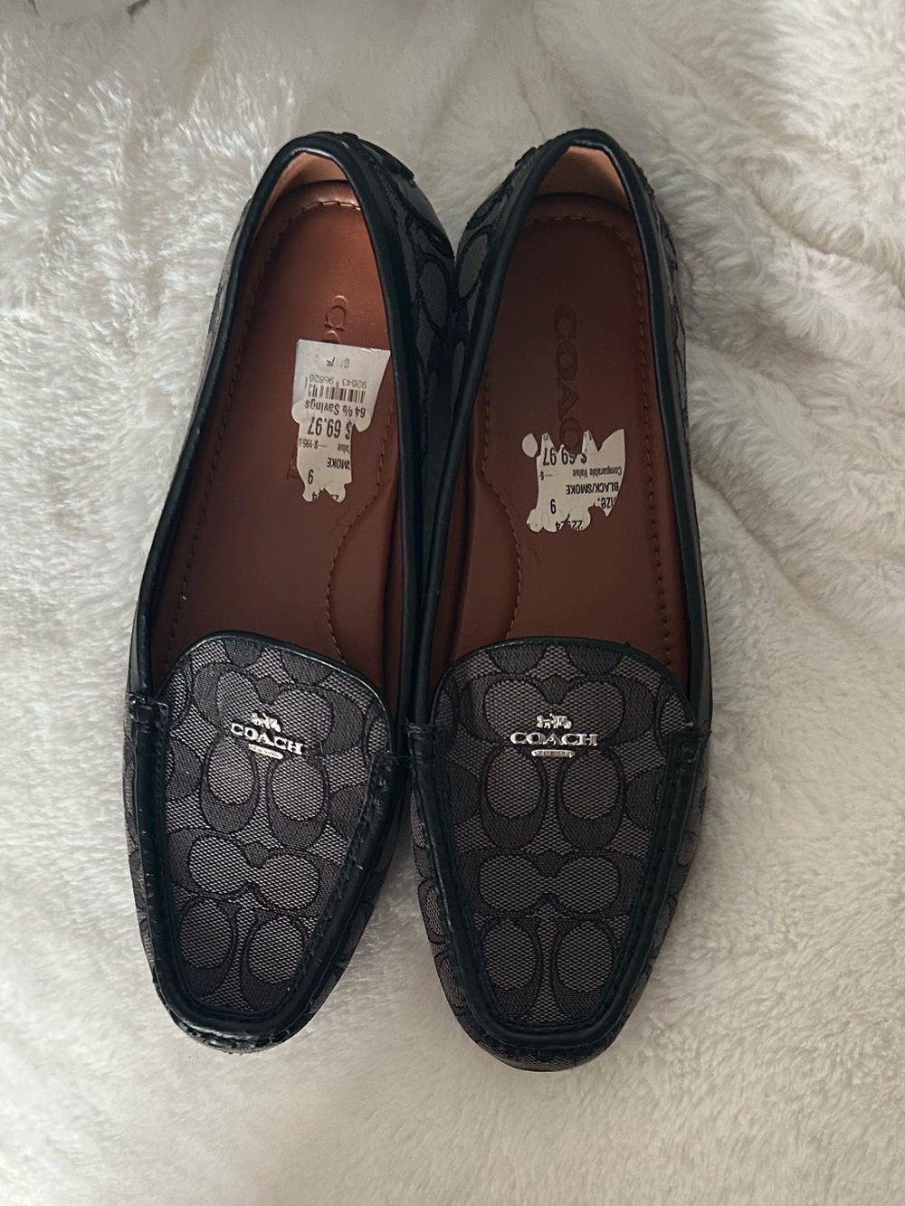 Coach Black Signature Canvas Slip-On Loafers
